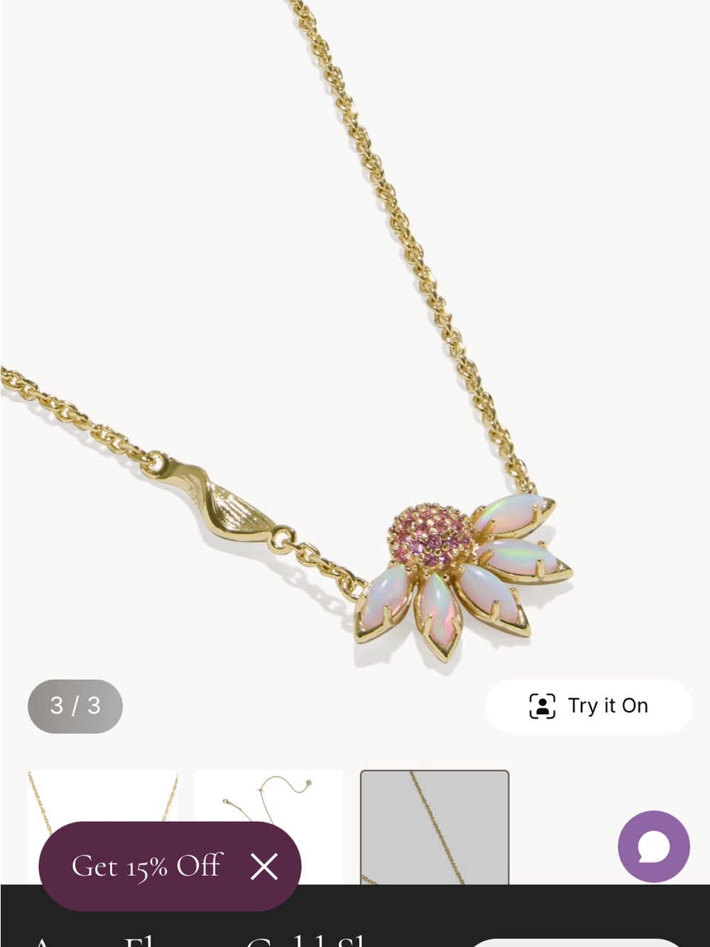 Kendra Scott Gold Opalescent Pink Daisy Pendant Necklace - Picture 2 of 6